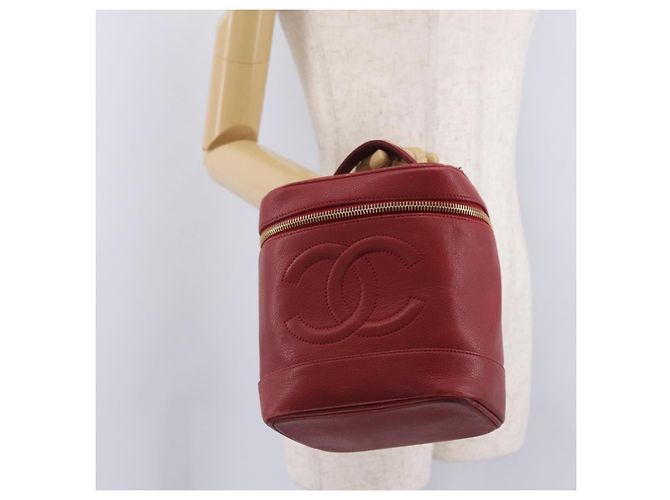 CHANEL Bolsa Vanity Caviar Skin Red Gold CC - vista 26