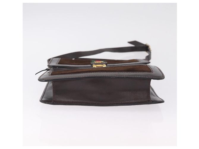 GUCCI Web Sherry Line Shoulder Bag Suede Brown Gold Tone - vista 13