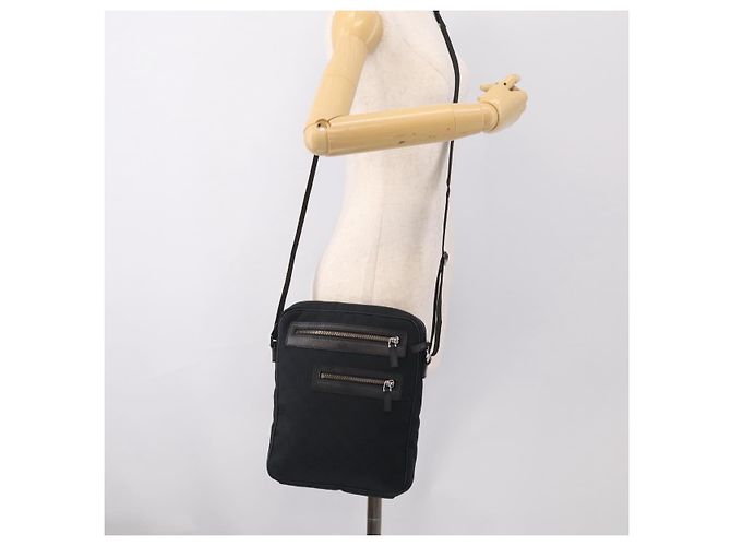 GUCCI GG Canvas Shoulder Bag Black Silver 92551 - vista 27