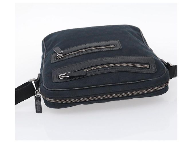 GUCCI GG Canvas Shoulder Bag Black Silver 92551 - vista 6