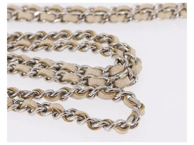 CHANEL Chain Shoulder Bag Canvas Navy Silver CC - vista 10