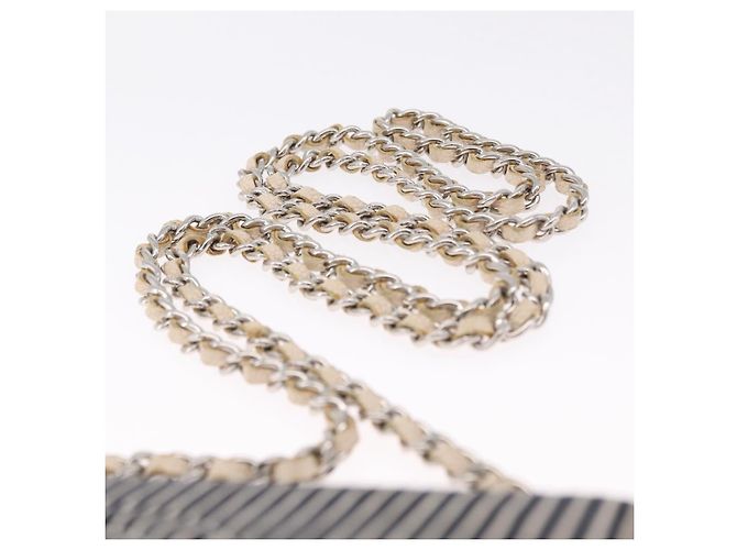 CHANEL Chain Shoulder Bag Canvas Navy Silver CC - vista 11