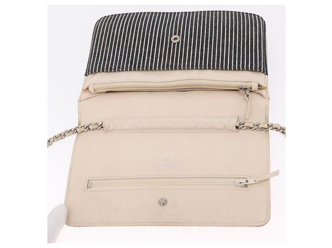 CHANEL Chain Shoulder Bag Canvas Navy Silver CC - vista 17