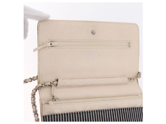 CHANEL Chain Shoulder Bag Canvas Navy Silver CC - vista 18