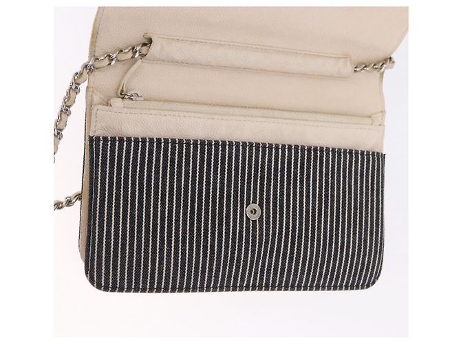 CHANEL Chain Shoulder Bag Canvas Navy Silver CC - vista 19