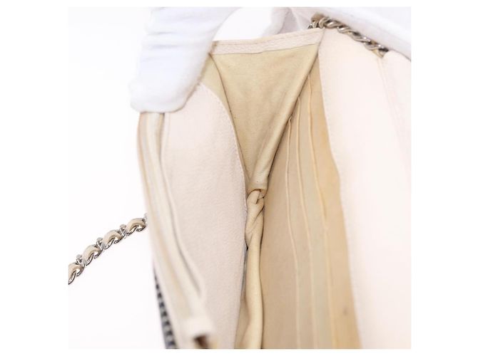 CHANEL Chain Shoulder Bag Canvas Navy Silver CC - vista 25