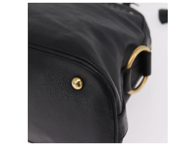 Autre Marque Saint Laurent Muse Hand Bag Leather Black Gold Tone 156464 - vista 13