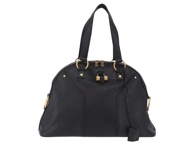 Autre Marque Saint Laurent Muse Hand Bag Leather Black Gold Tone 156464 - vista 2