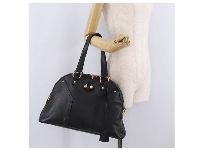 Autre Marque Saint Laurent Muse Hand Bag Leather Black Gold Tone 156464 - vista 28