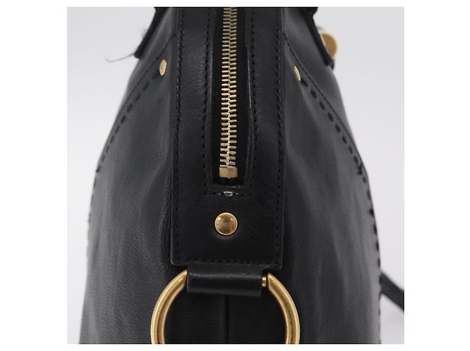 Autre Marque Saint Laurent Muse Hand Bag Leather Black Gold Tone 156464 - vista 7
