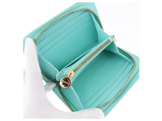 Tiffany & Co. Compact Wallet Leather Light Blue Gold - vista 13