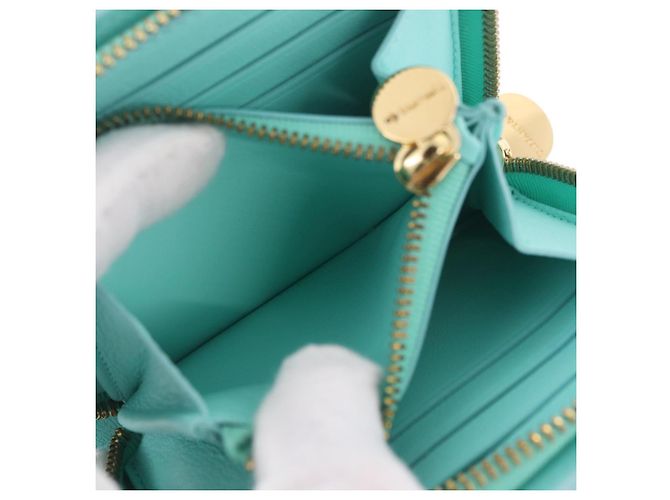 Tiffany & Co. Compact Wallet Leather Light Blue Gold - vista 20