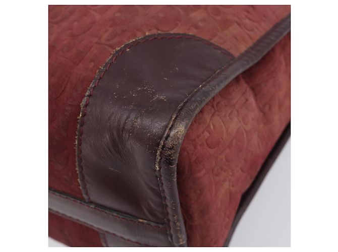 Christian Dior Trotter Canvas Hand Bag Suede Bordeaux Gold - vista 10