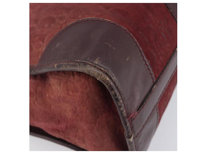 Christian Dior Trotter Canvas Hand Bag Suede Bordeaux Gold - vista 11