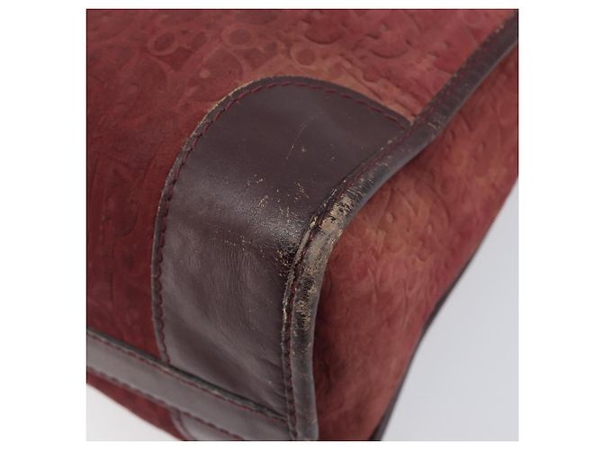Christian Dior Trotter Canvas Hand Bag Suede Bordeaux Gold - vista 12