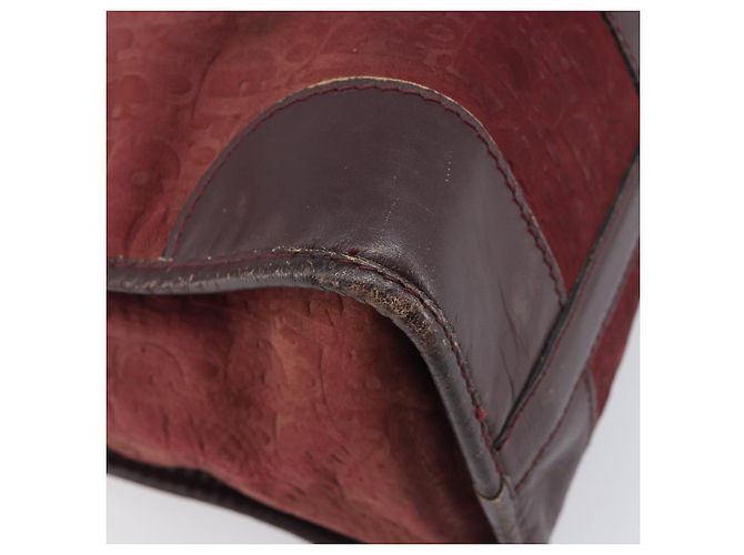 Christian Dior Trotter Canvas Hand Bag Suede Bordeaux Gold - vista 13