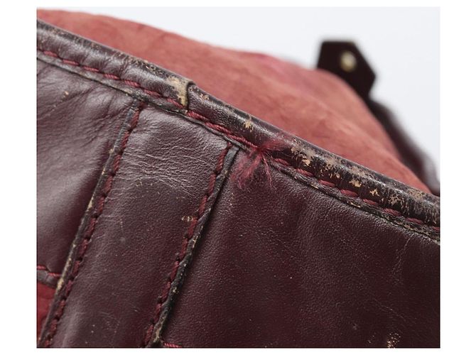 Christian Dior Trotter Canvas Hand Bag Suede Bordeaux Gold - vista 14