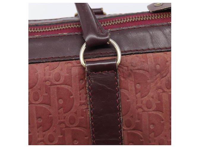 Christian Dior Trotter Canvas Hand Bag Suede Bordeaux Gold - vista 15