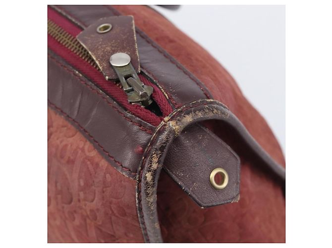 Christian Dior Trotter Canvas Hand Bag Suede Bordeaux Gold - vista 16