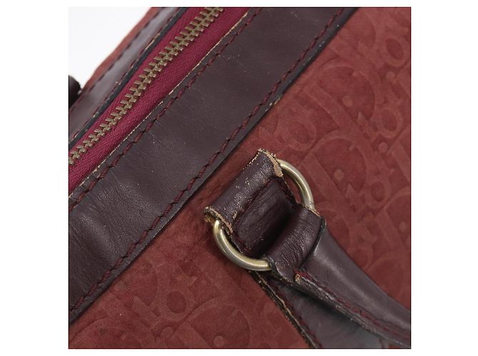 Christian Dior Trotter Canvas Hand Bag Suede Bordeaux Gold - vista 18