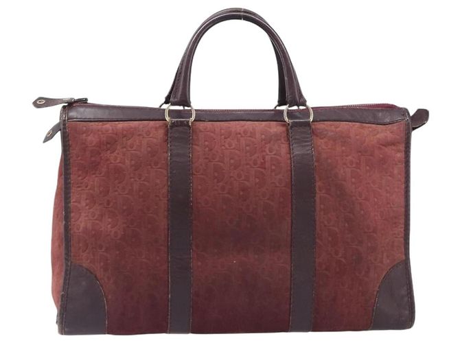 Christian Dior Trotter Canvas Hand Bag Suede Bordeaux Gold - vista 2