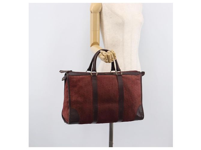 Christian Dior Trotter Canvas Hand Bag Suede Bordeaux Gold - vista 25
