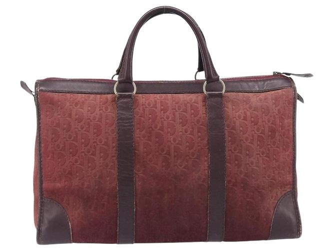 Christian Dior Trotter Canvas Hand Bag Suede Bordeaux Gold - vista 3