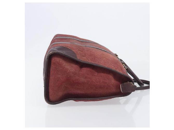 Christian Dior Trotter Canvas Hand Bag Suede Bordeaux Gold - vista 4