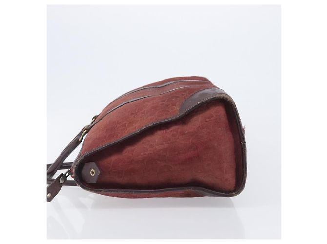 Christian Dior Trotter Canvas Hand Bag Suede Bordeaux Gold - vista 5