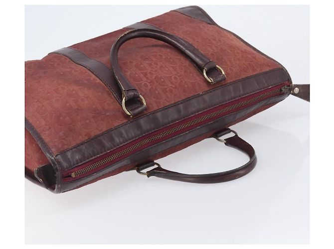 Christian Dior Trotter Canvas Hand Bag Suede Bordeaux Gold - vista 6