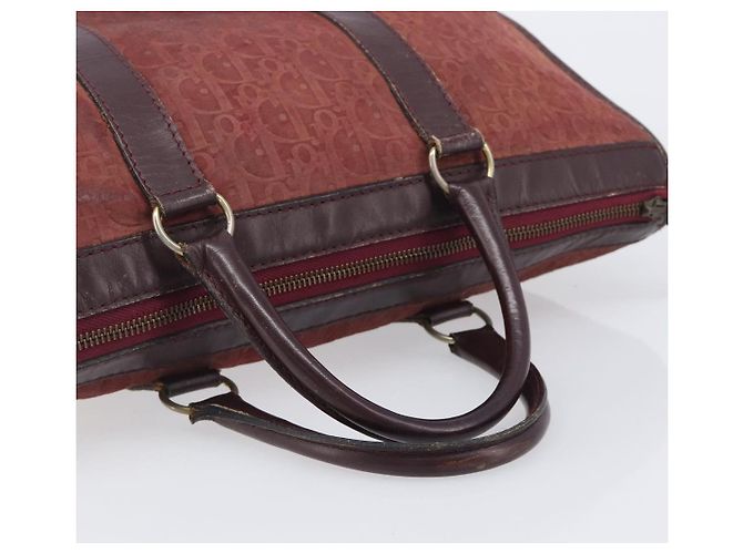 Christian Dior Trotter Canvas Hand Bag Suede Bordeaux Gold - vista 7