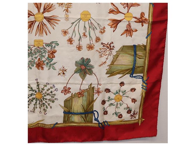 Hermès HERMES Carre 90 Scarf Silk Red White  Herbier de Gavarnie - vista 10