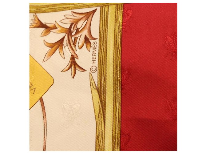 Hermès HERMES Carre 90 Scarf Silk Red White  Herbier de Gavarnie - vista 12