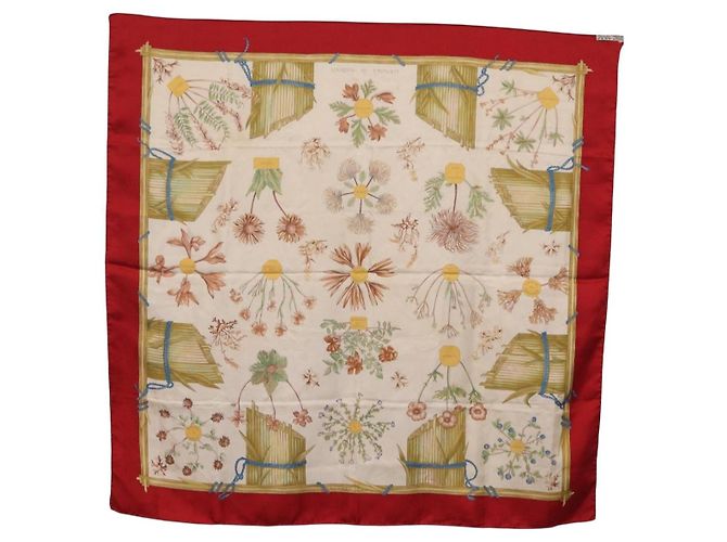 Hermès HERMES Carre 90 Scarf Silk Red White  Herbier de Gavarnie - vista 13