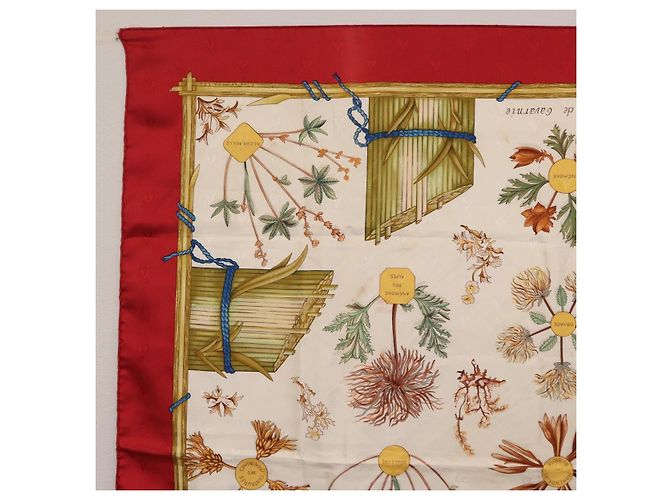 Hermès HERMES Carre 90 Scarf Silk Red White  Herbier de Gavarnie - vista 2