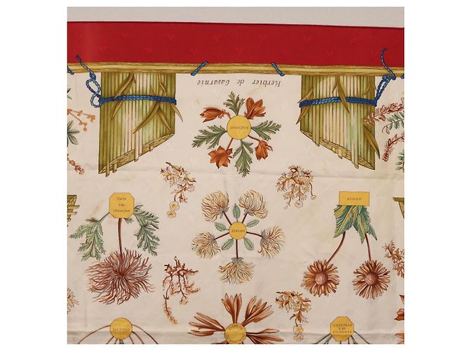 Hermès HERMES Carre 90 Scarf Silk Red White  Herbier de Gavarnie - vista 3