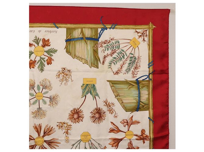 Hermès HERMES Carre 90 Scarf Silk Red White  Herbier de Gavarnie - vista 4