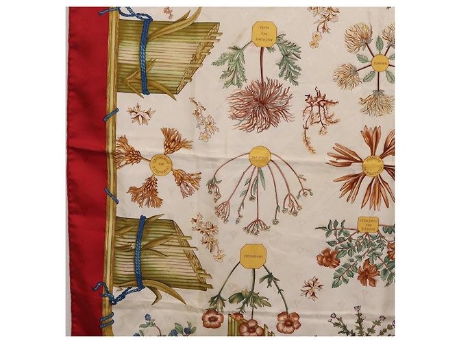 Hermès HERMES Carre 90 Scarf Silk Red White  Herbier de Gavarnie - vista 5