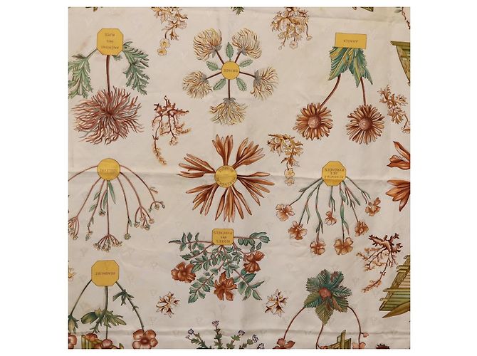 Hermès HERMES Carre 90 Scarf Silk Red White  Herbier de Gavarnie - vista 6