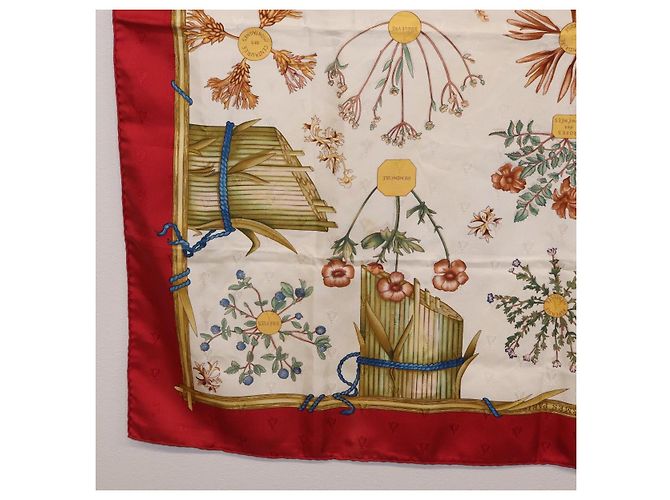 Hermès HERMES Carre 90 Scarf Silk Red White  Herbier de Gavarnie - vista 8