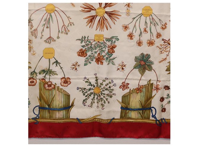 Hermès HERMES Carre 90 Scarf Silk Red White  Herbier de Gavarnie - vista 9