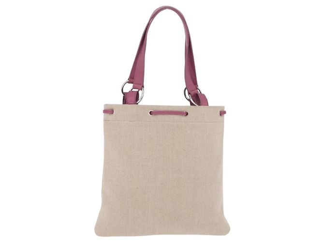 Autre Marque Saint Laurent Kahala Tote Bag Canvas Beige Silver - vista 3