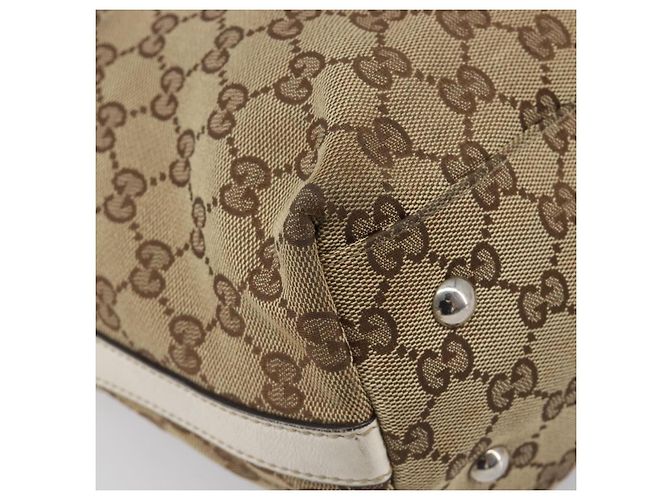 GUCCI GG Canvas Web Sherry Line Tote Bag Beige Silver 232970 - vista 12