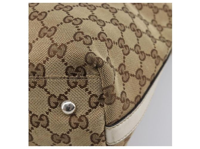 GUCCI GG Canvas Web Sherry Line Tote Bag Beige Silver 232970 - vista 13