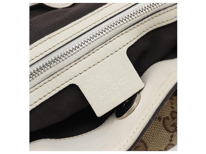 GUCCI GG Canvas Web Sherry Line Tote Bag Beige Silver 232970 - vista 17