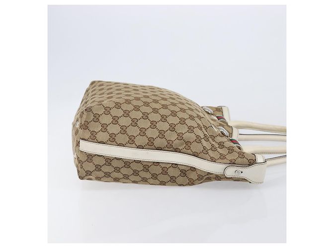 GUCCI GG Canvas Web Sherry Line Tote Bag Beige Silver 232970 - vista 4