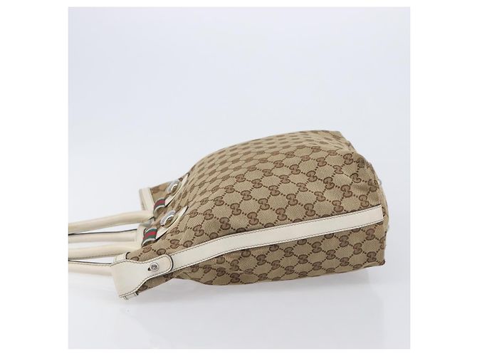 GUCCI GG Canvas Web Sherry Line Tote Bag Beige Silver 232970 - vista 5