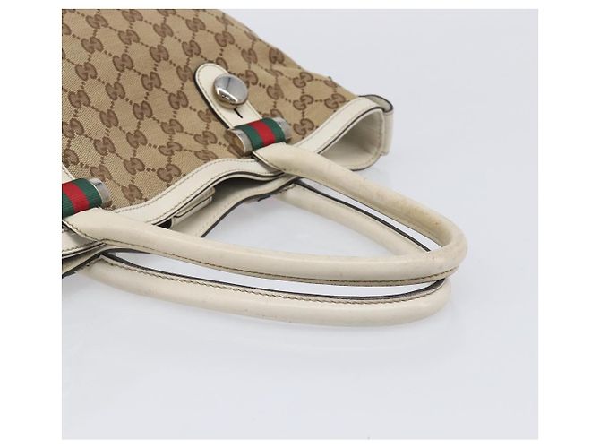 GUCCI GG Canvas Web Sherry Line Tote Bag Beige Silver 232970 - vista 7