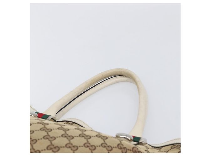 GUCCI GG Canvas Web Sherry Line Tote Bag Beige Silver 232970 - vista 8