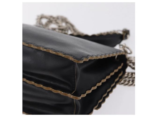 FENDI Canay Chain Shoulder Bag Leather Black Silver 8M0381 - vista 13